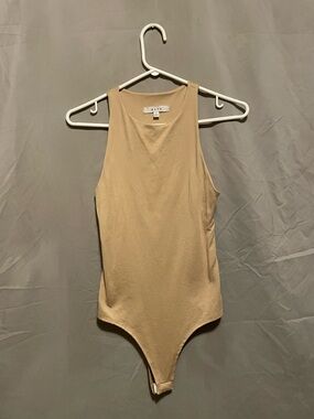 gaze Tan Sleeveless Ribbed Bodysuit